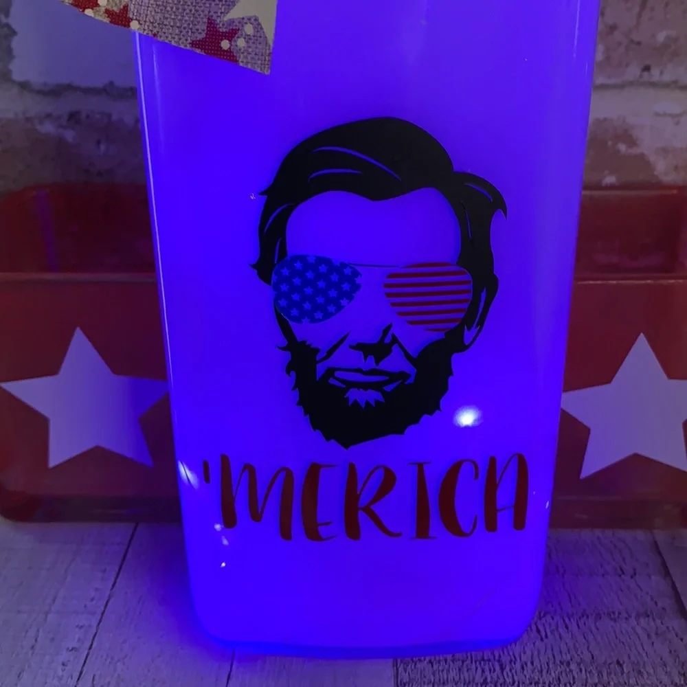 Handcrafted ‘Merica Abe Lincoln, spirit bottle lantern